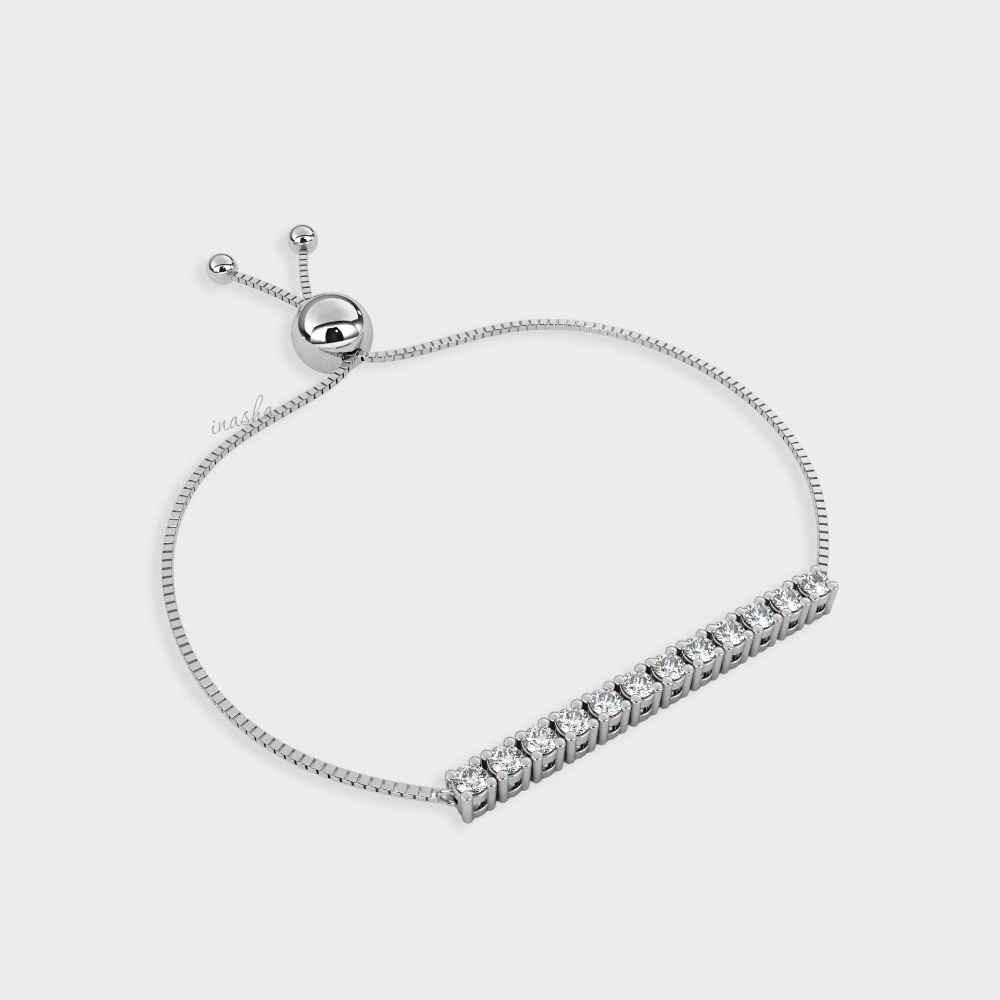 Certified GLI round cut lab grown diamond chain bracelet in white gold and platinum